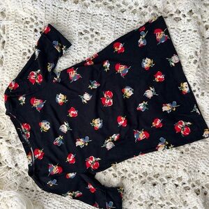 Ralph Lauren Black top with Vibrant Floral Print